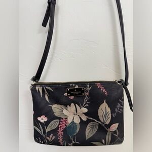 Kate Spade Pink and Black Crossbody Bag with Floral Design